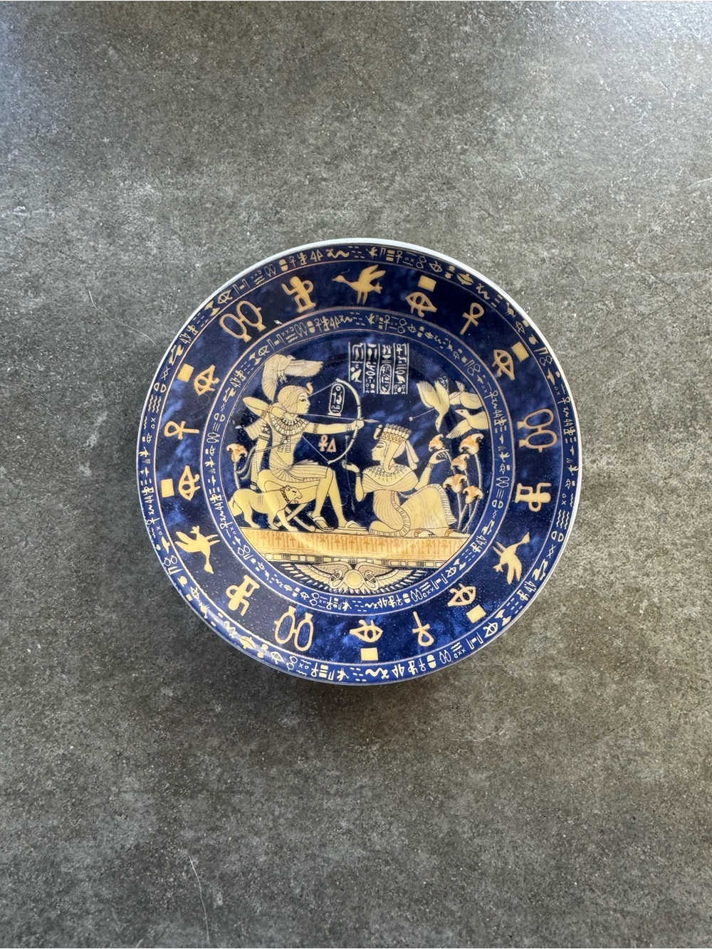 Blue and Gold Decorative Egyptian Motif Plate